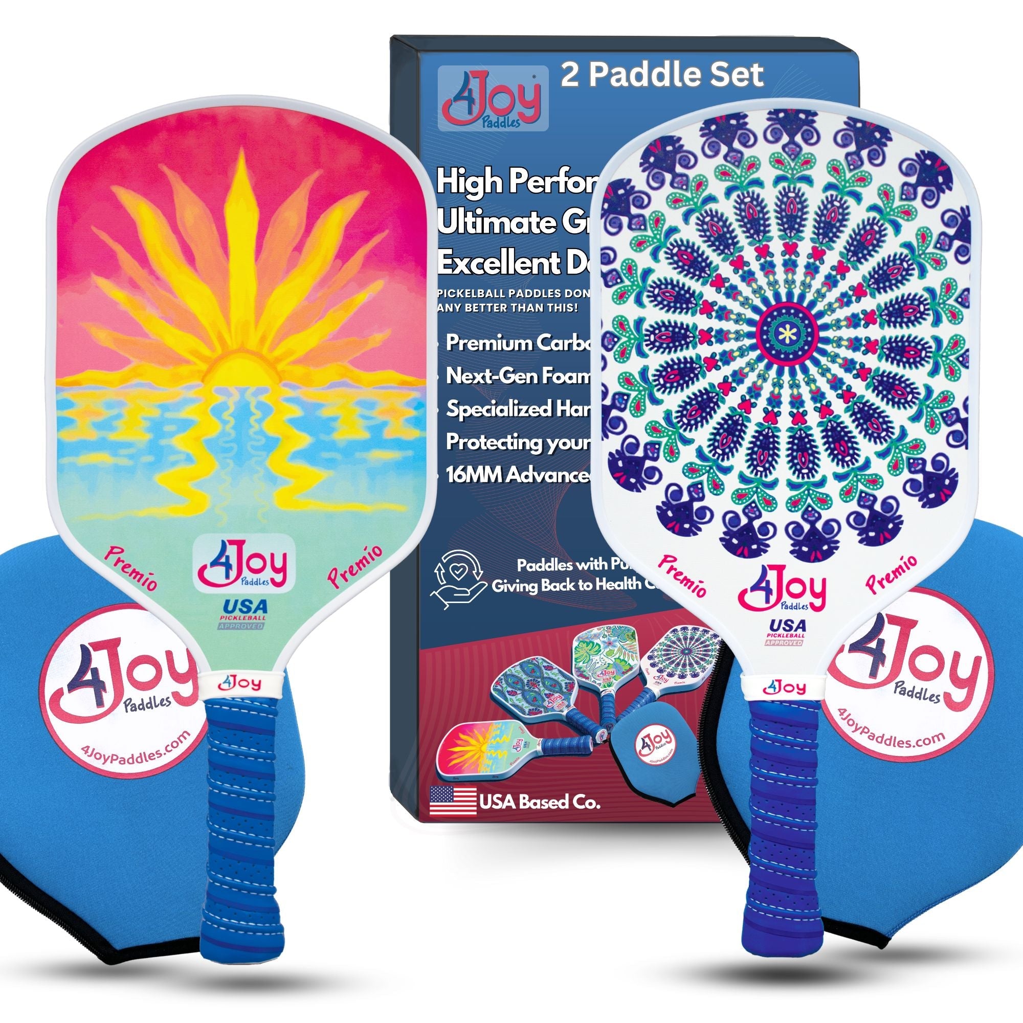 4Joy Premio Combo Set — Sunset & Fitz Paddles with Bag & Balls - 4Joy Paddles