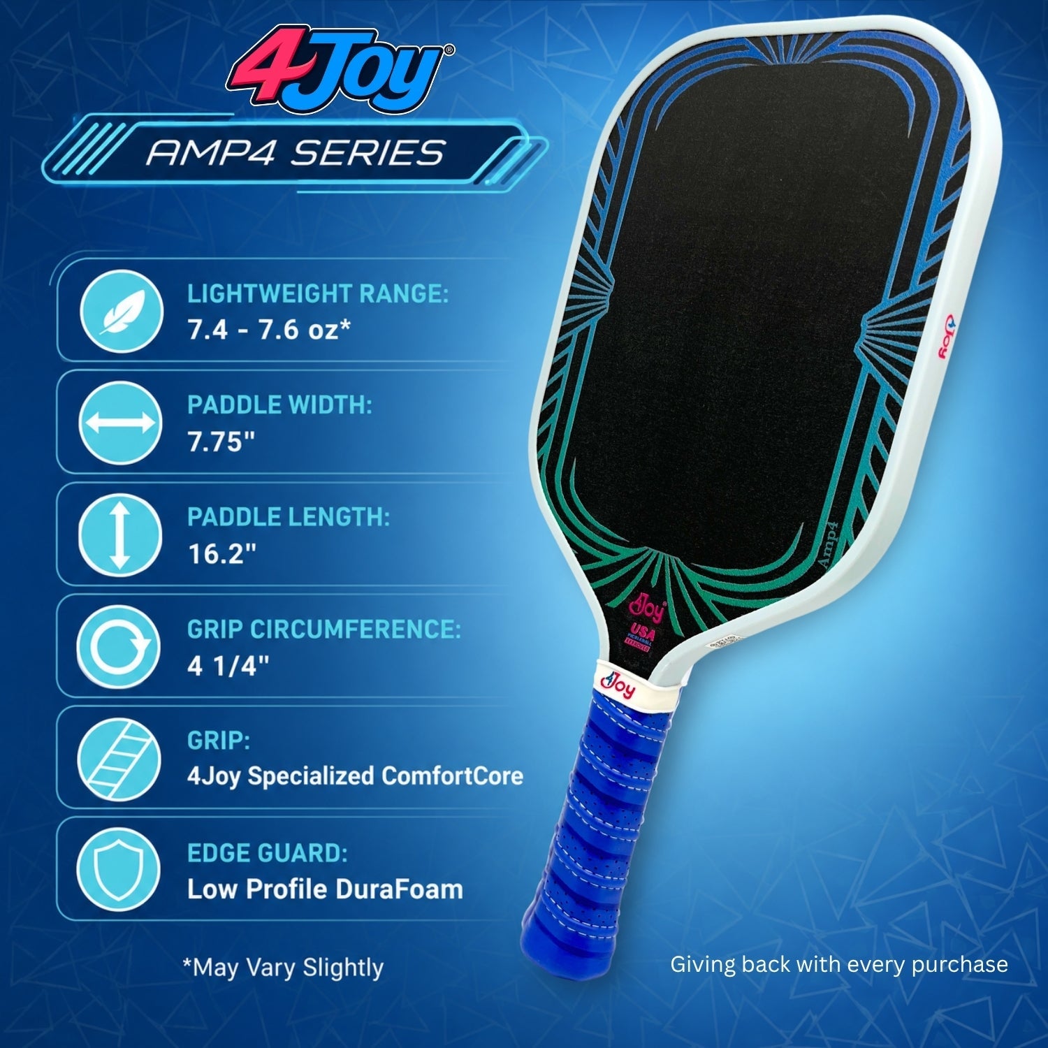 AMP4 Pickleball Paddle - Retro - 4Joy Paddles