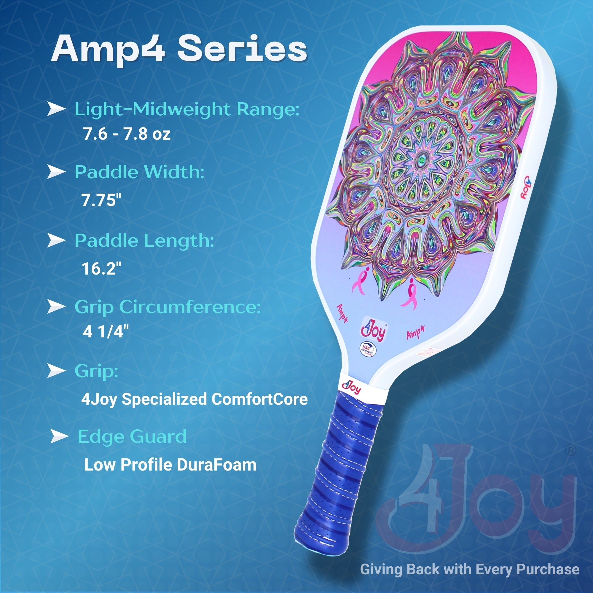 AMP4 Pickleball Paddle - Special Edition DinkforPink - 4Joy Paddles