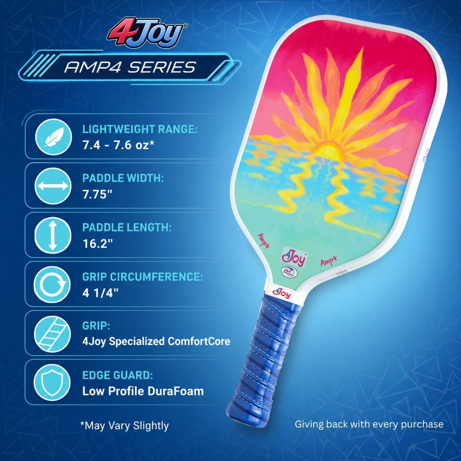 AMP4 Pickleball Paddle - Sunset - 4Joy Paddles