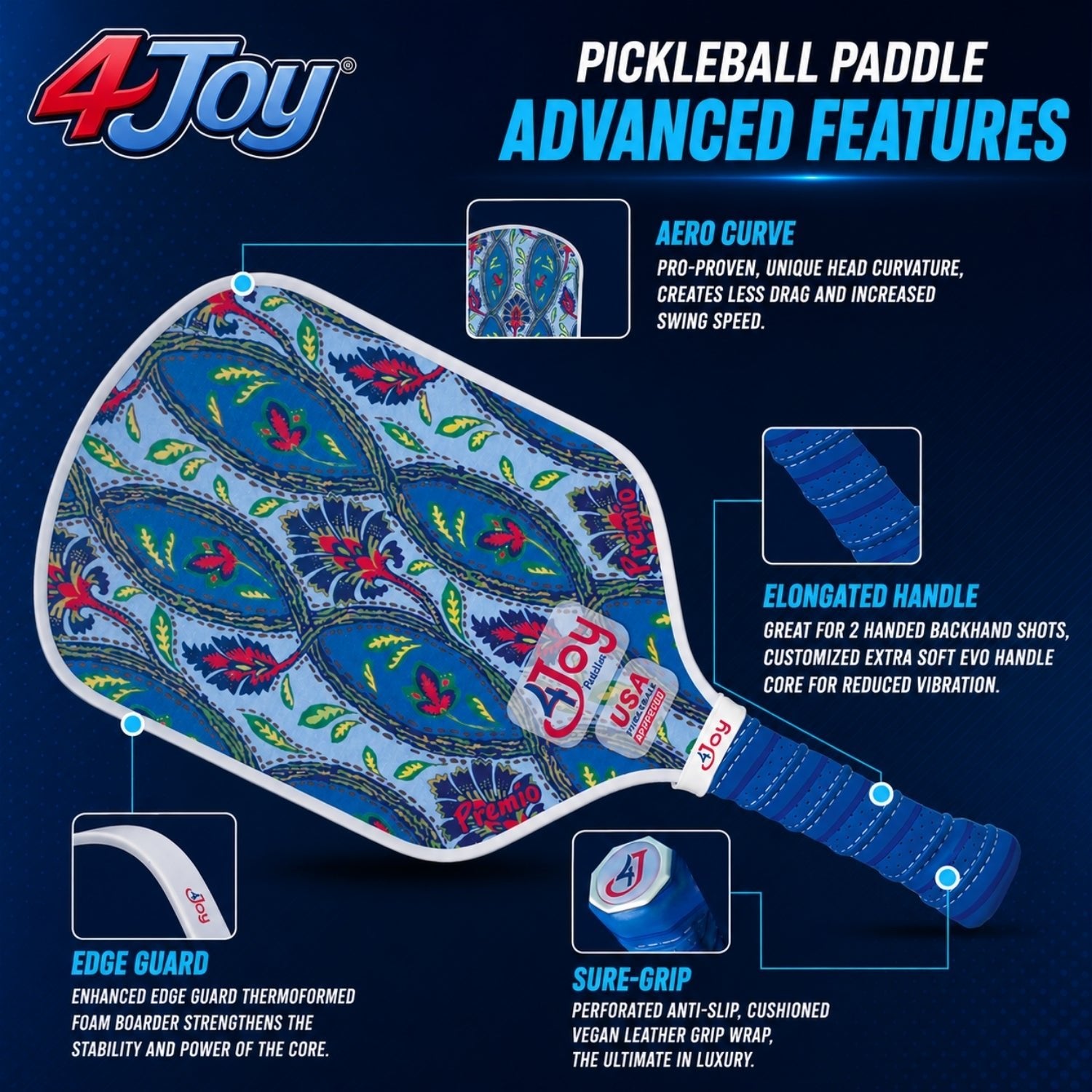 Damask 4Joy Pickleball Paddle Premio Series - 4Joy Paddles