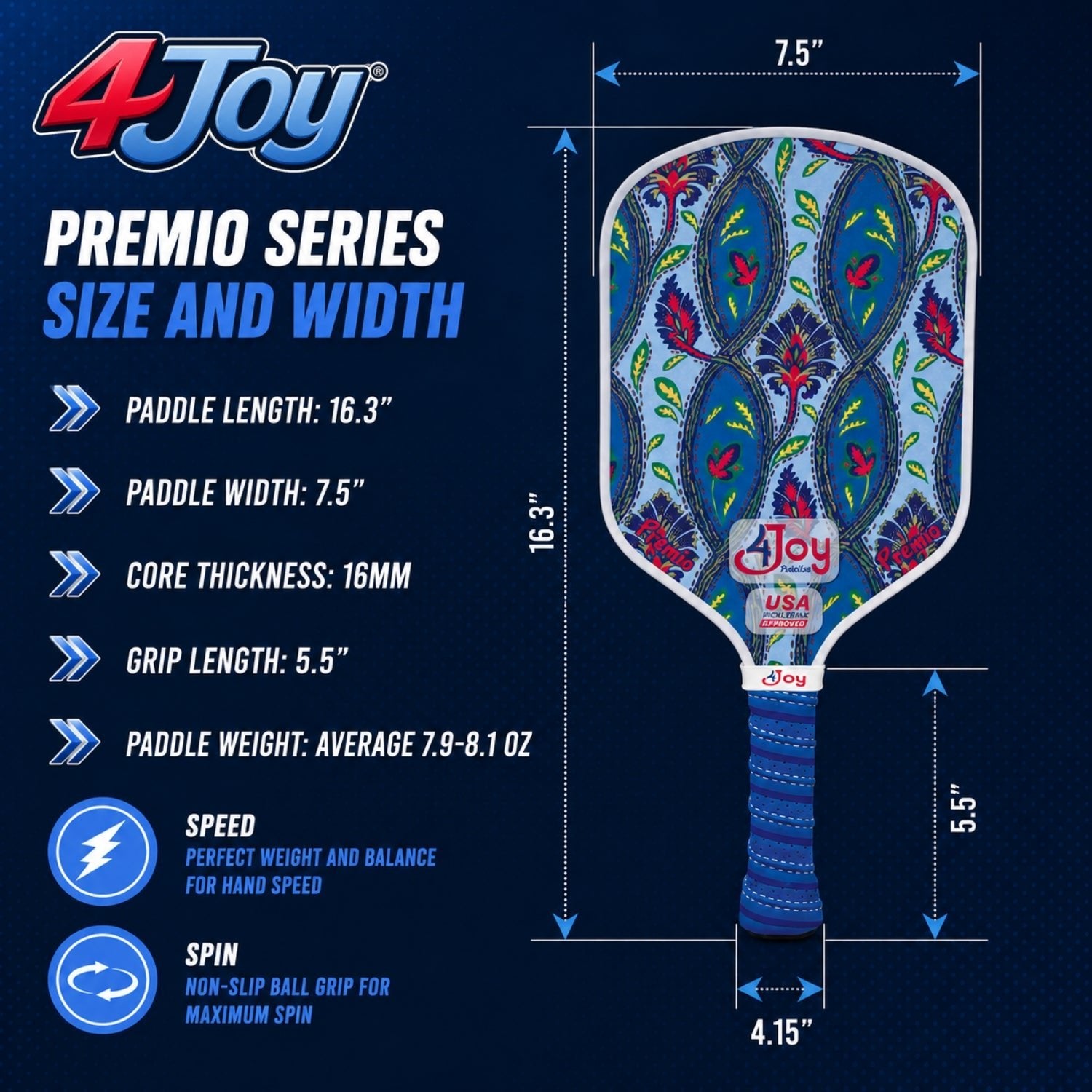 Damask 4Joy Pickleball Paddle Premio Series - 4Joy Paddles