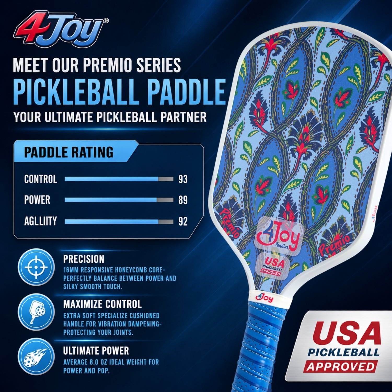 Damask 4Joy Pickleball Paddle Premio Series - 4Joy Paddles