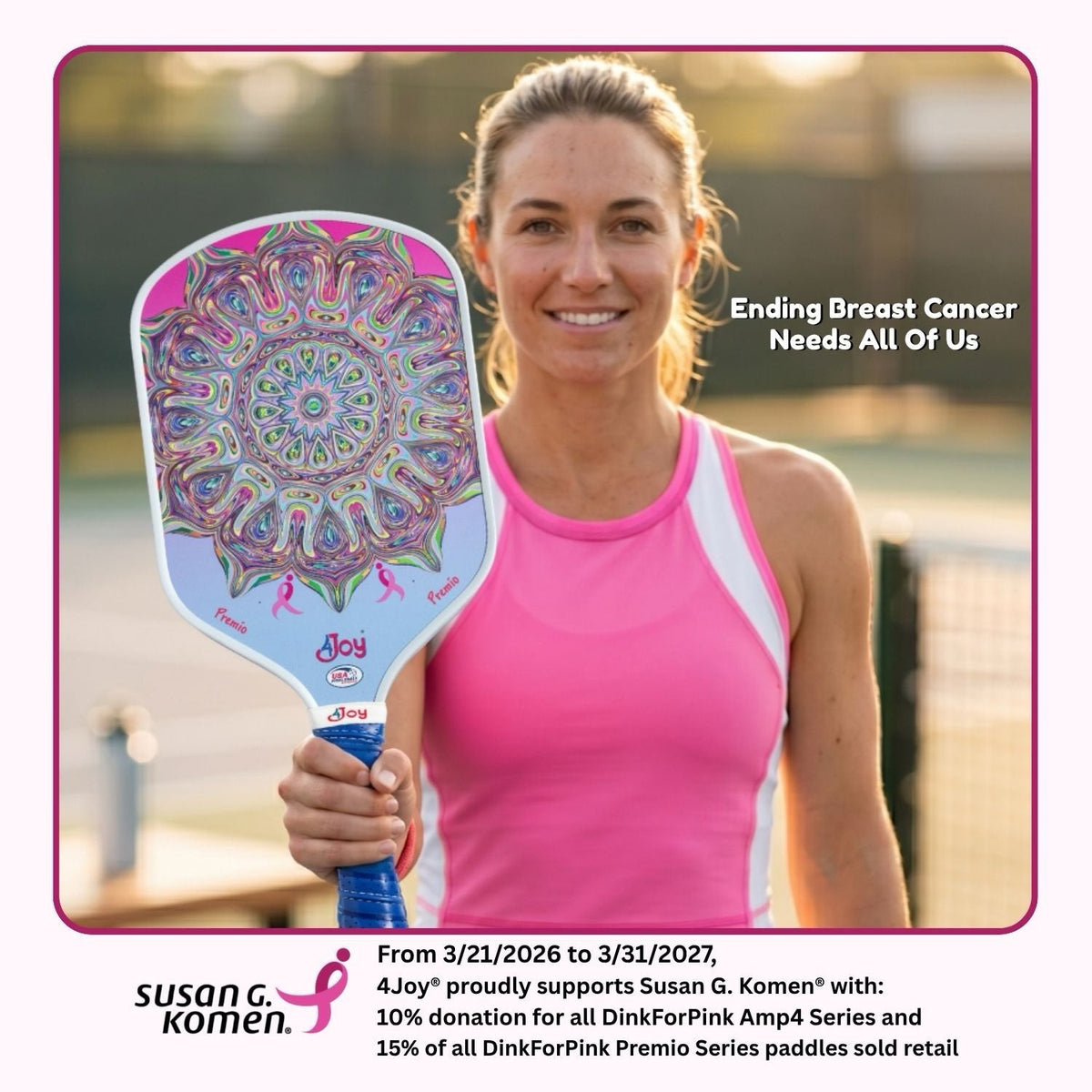 DinkForPink Special Edition 4Joy Pickleball Paddle Premio Series - 4Joy Paddles