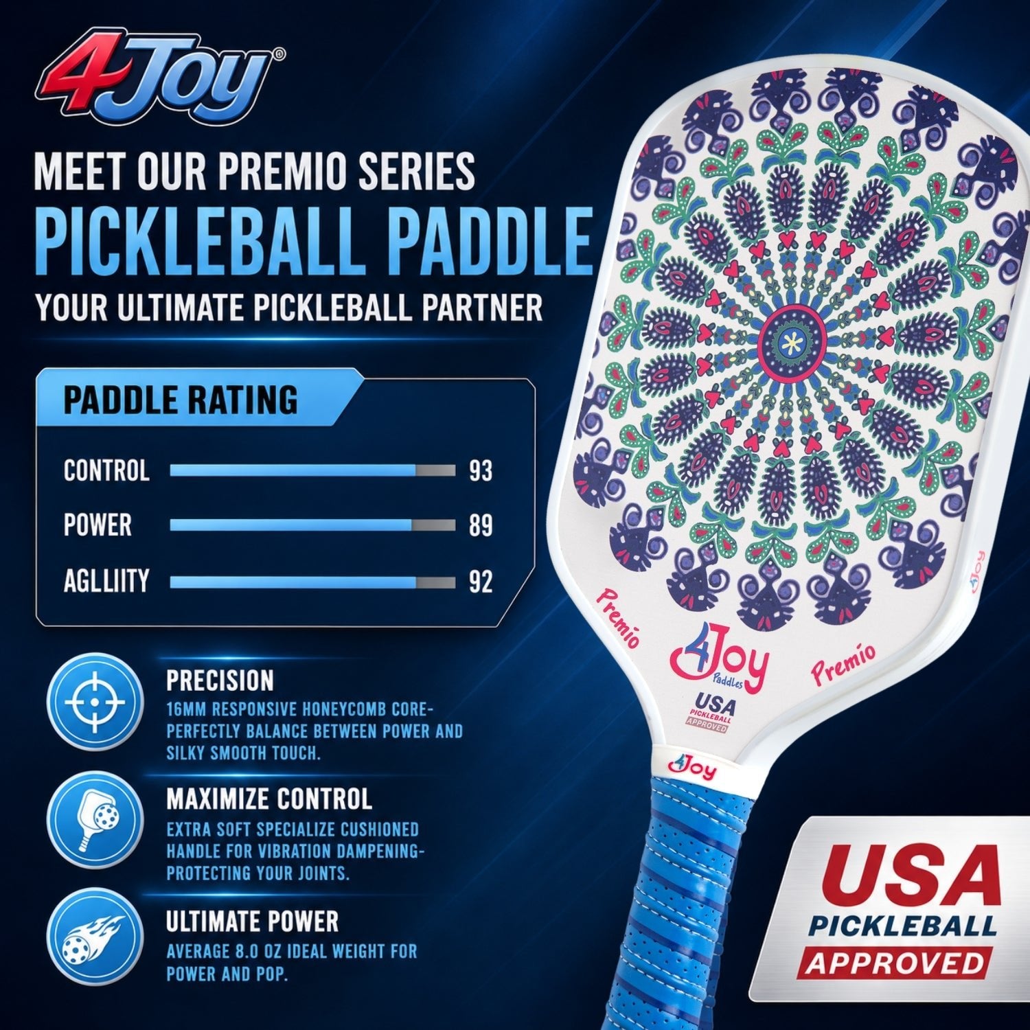 Fitz 4Joy Pickleball Paddle Premio Series - 4Joy Paddles