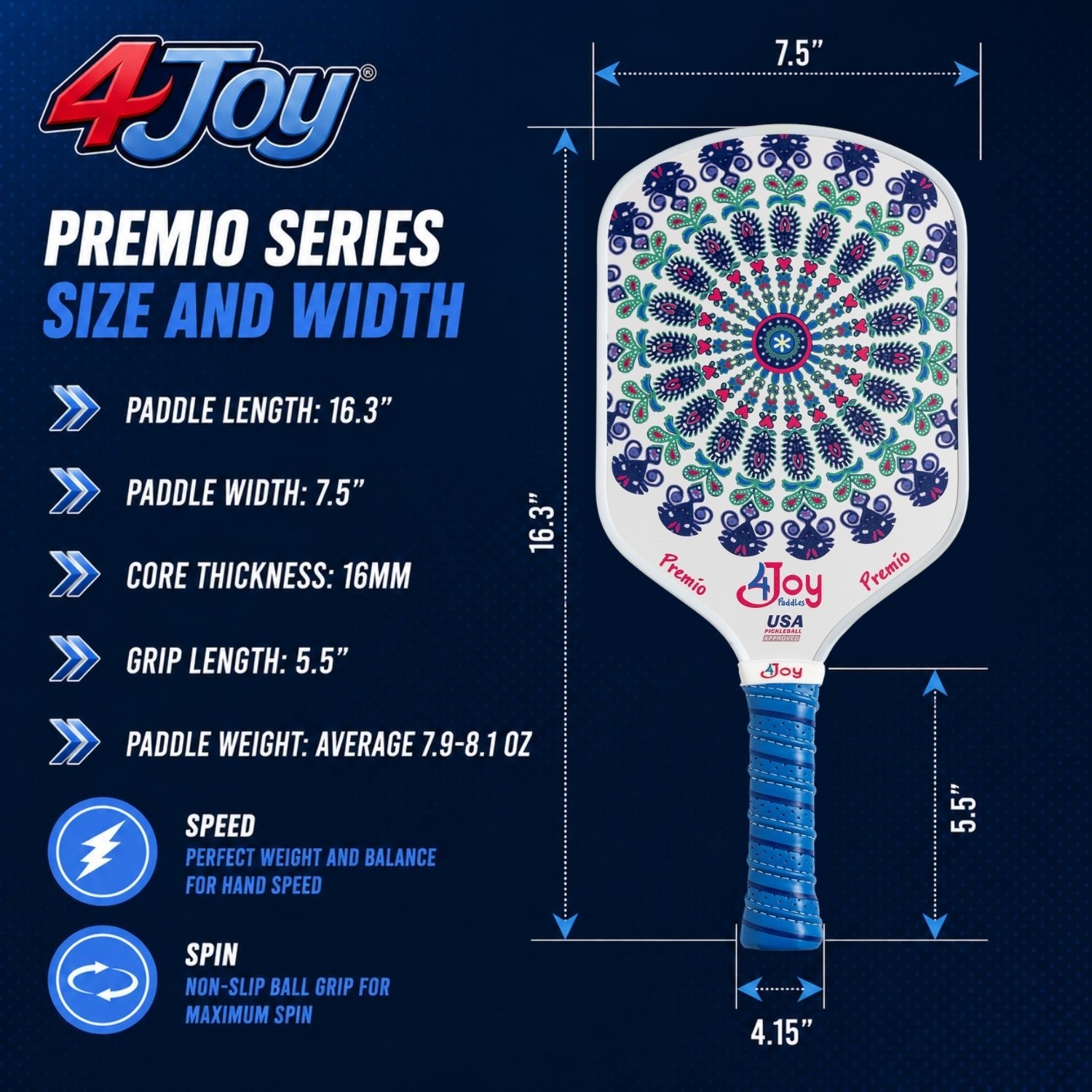 Fitz 4Joy Pickleball Paddle Premio Series - 4Joy Paddles