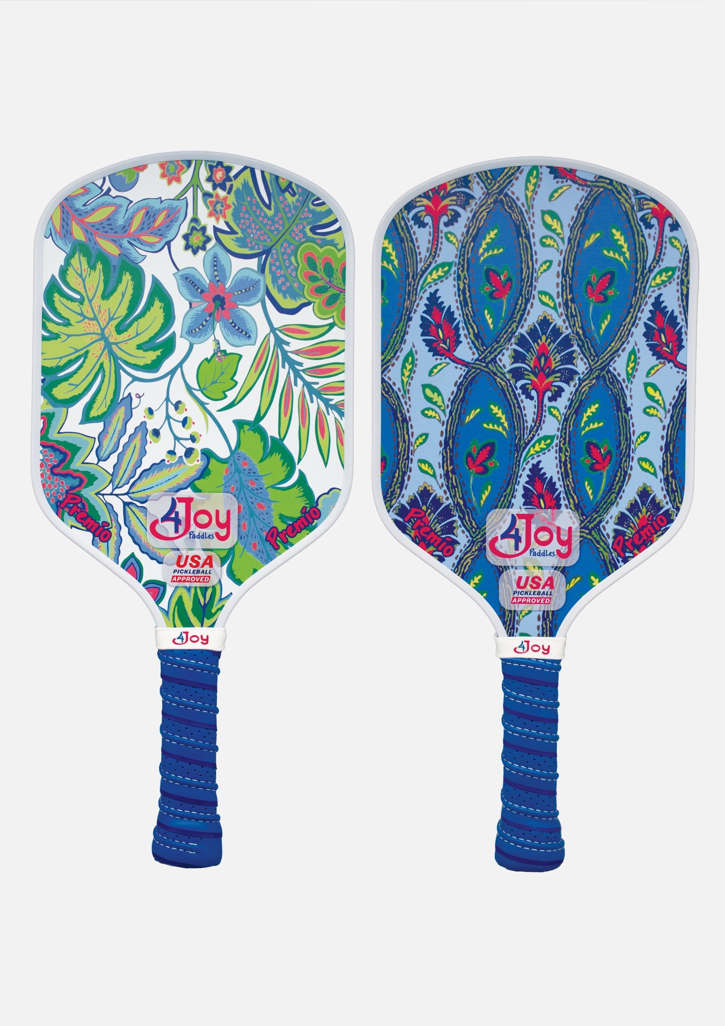 Pickleball Paddle Set - Damask and White Palm - Premio Series - 4Joy Paddles