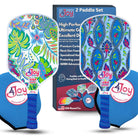 Pickleball Paddle Set - Damask and White Palm - Premio Series - 4Joy Paddles