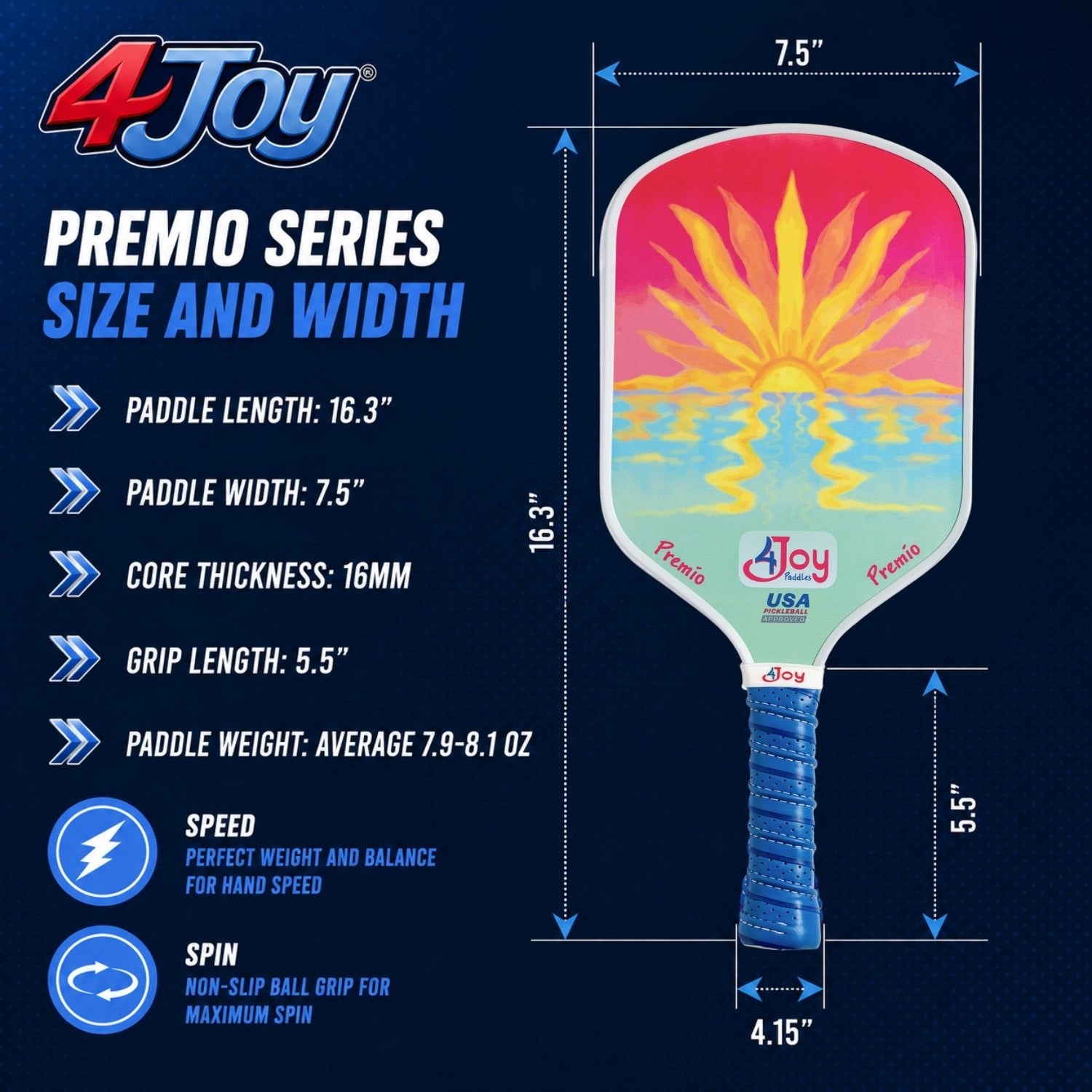 Sunset 4Joy Pickleball Paddle Premio Series - 4Joy Paddles