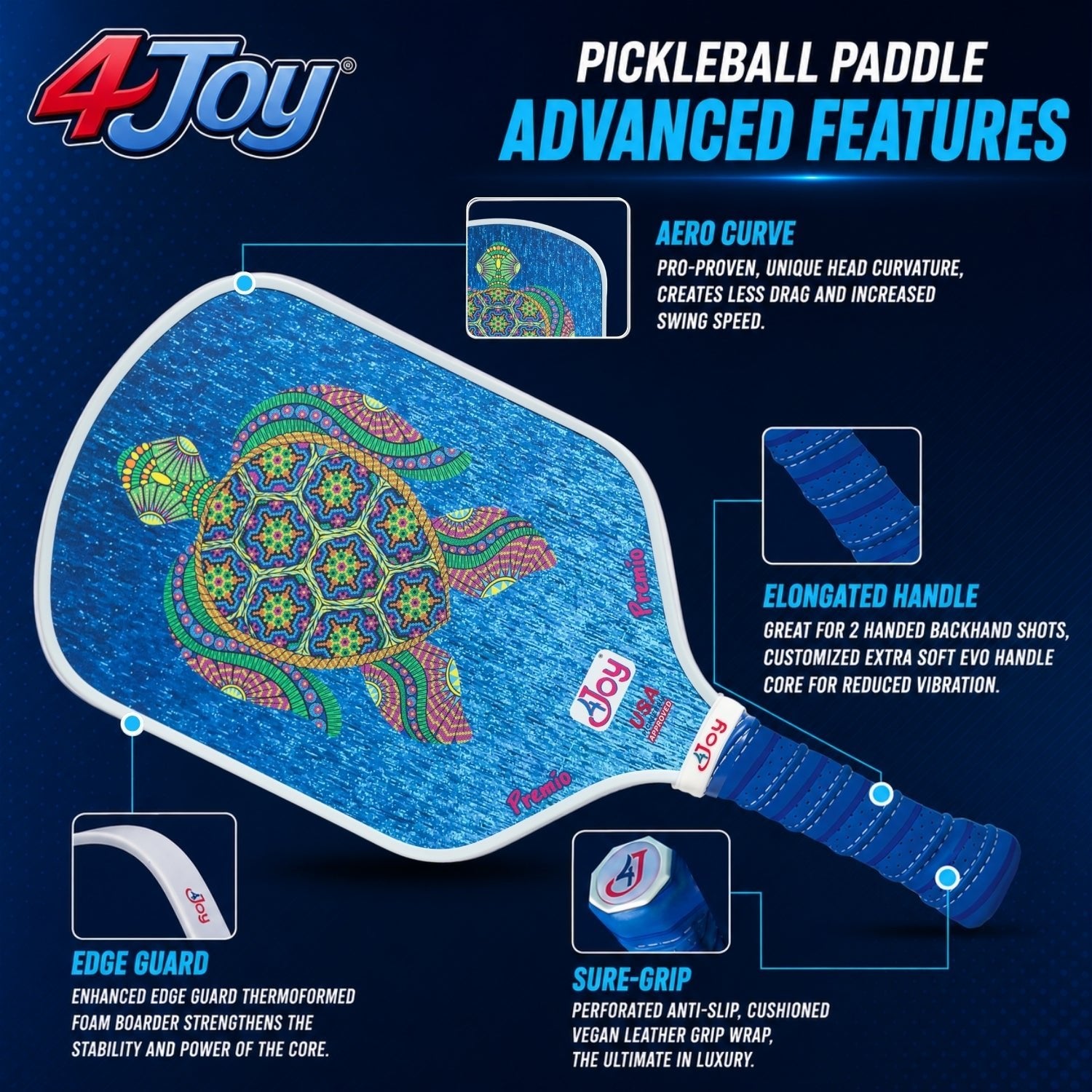 Turtle 4Joy Pickleball Paddle Premio Series - 4Joy Paddles