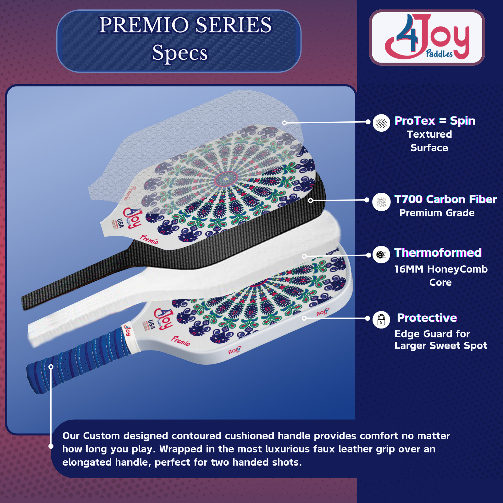 4JOY 16MM Premio Series Pickleball Paddle Fitz | Lightweight Carbon ...