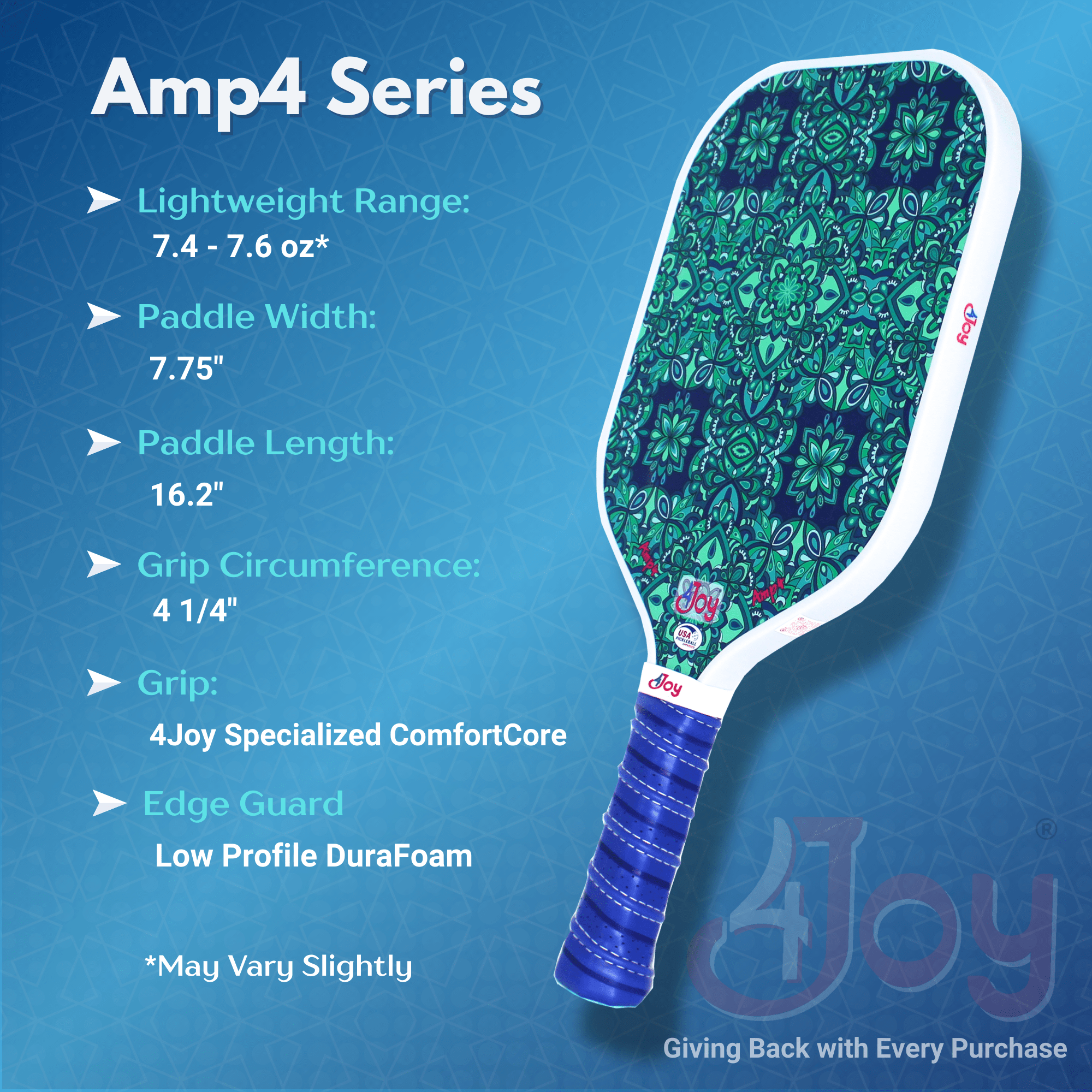 AMP4 Pickleball Paddle - Green Forest - Limited Edition - 4Joy Paddles