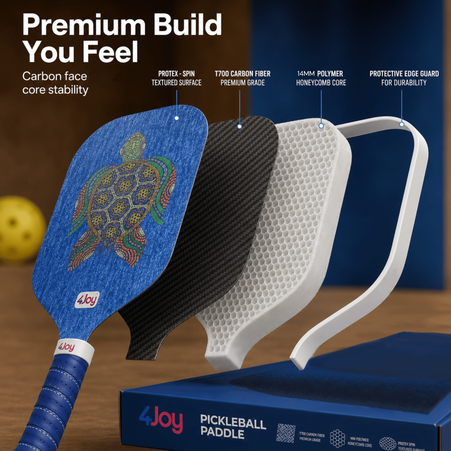 AMP4 Pickleball Paddle - Retro - 4Joy Paddles