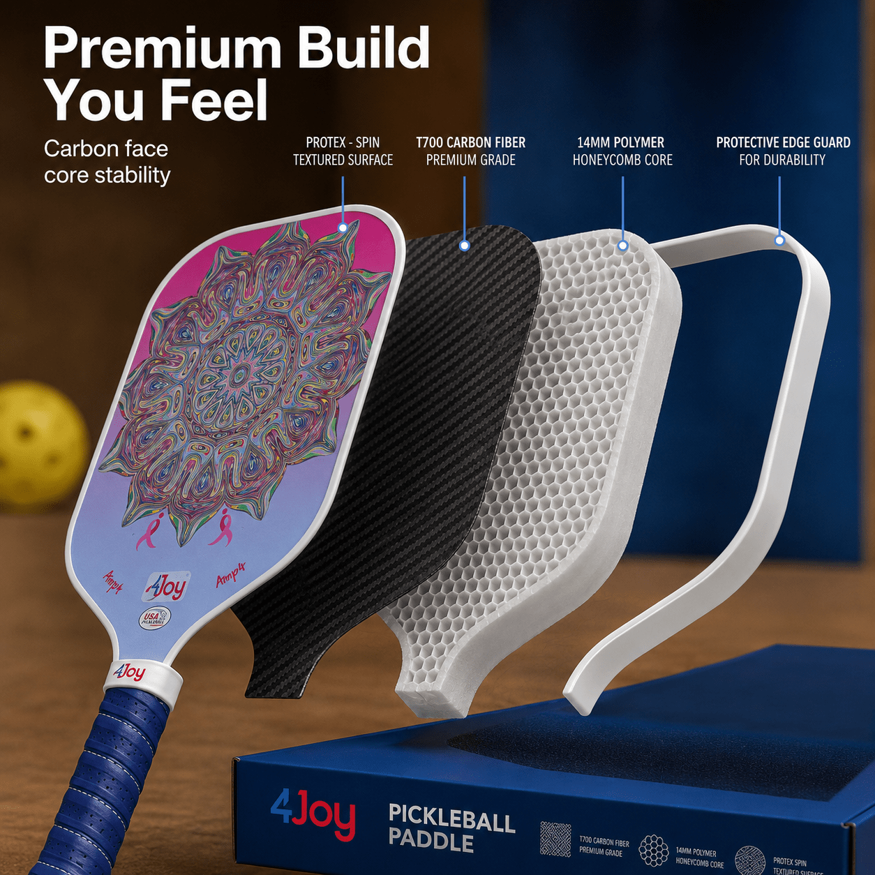 AMP4 Pickleball Paddle - Special Edition DinkforPink - 4Joy Paddles