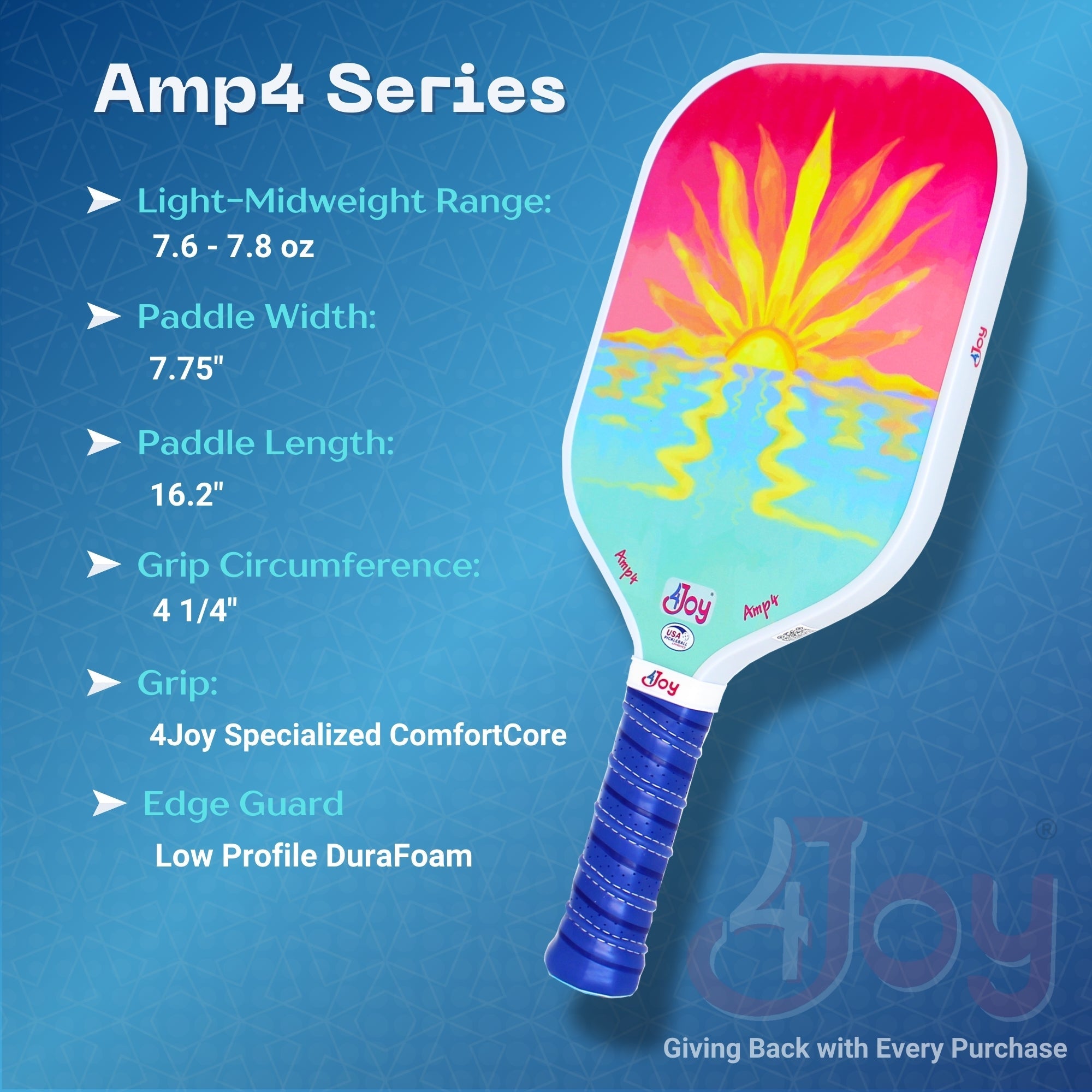 AMP4 Pickleball Paddle - Sunset - 4Joy Paddles