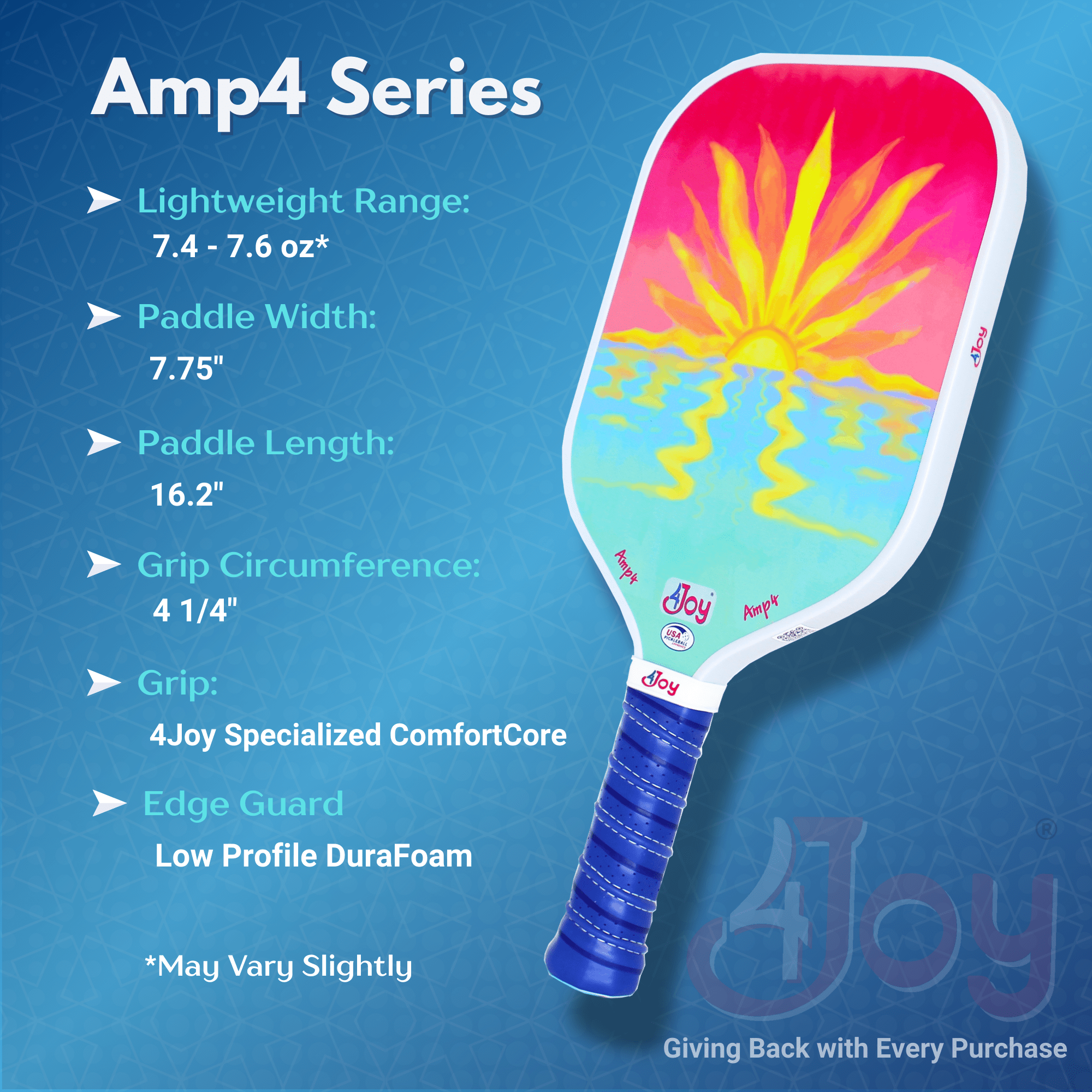AMP4 Pickleball Paddle - Sunset - 4Joy Paddles