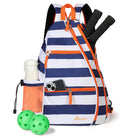 Pickleball Bag Pickleball Racketball Sling Bag Backpack With Water Bottle Holder Blue & White - 4Joy Paddles