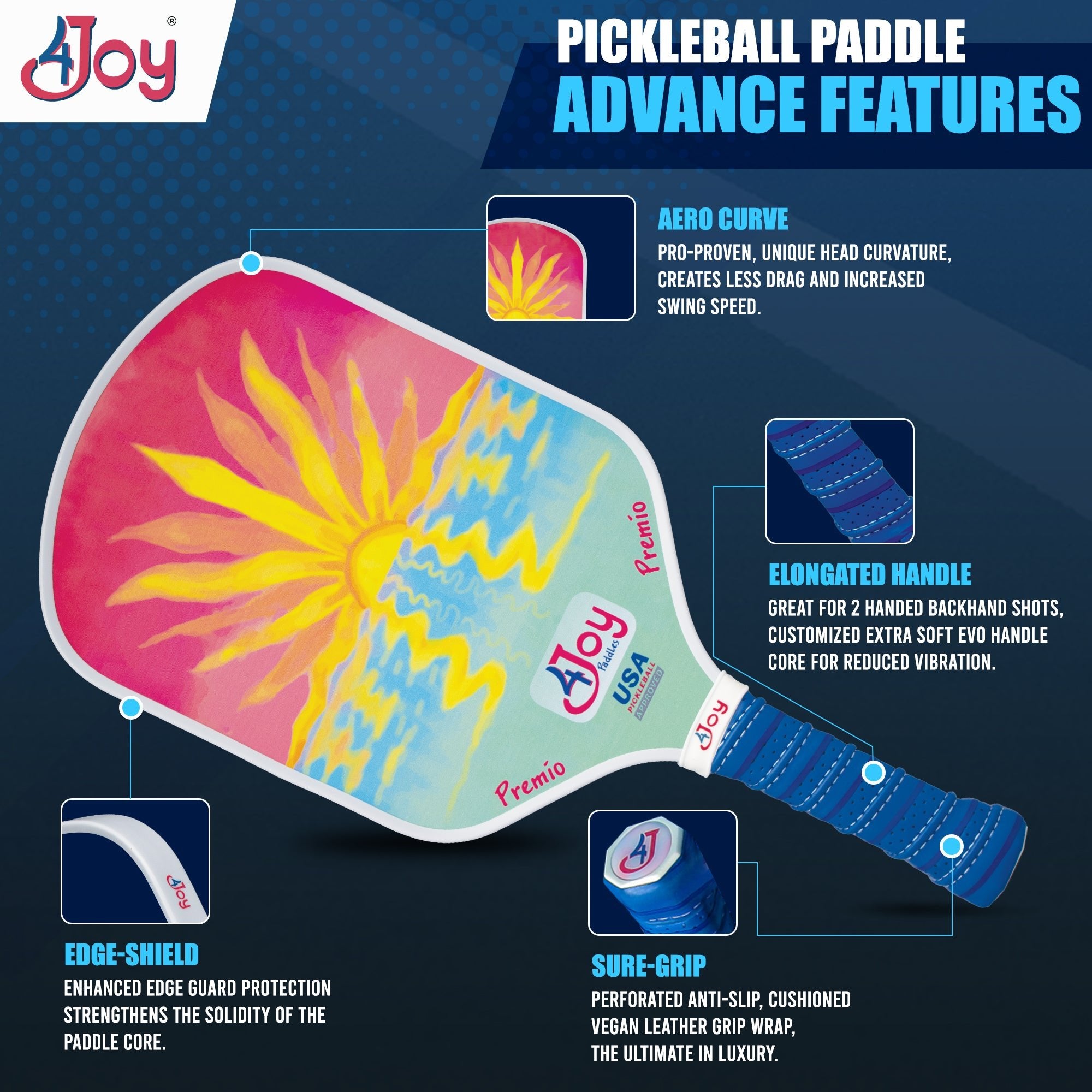 Pickleball Paddle Set - Sunset and Damask - Premio Series - 4Joy Paddles