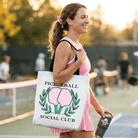 Pickleball Social Club Tote Bag, Cute Retro Girly Sporty Gift Shopper - 4Joy Paddles