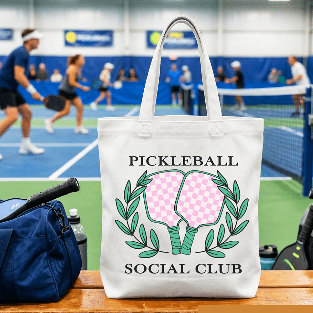 Pickleball Social Club Tote Bag, Cute Retro Girly Sporty Gift Shopper - 4Joy Paddles