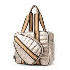 Pickleball Tote Bag + Paddle Cover | Fits Pickleball Paddles Set of 2 | Adjustable Crossbody Strap | Cute Pickleball Bag for Women (Beige & Gold) - 4Joy Paddles