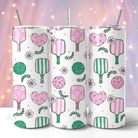 Pink Retro Pickleball 20oz Tumbler With Lid and Stainless Steel Straw, Travel Mug Gift - 4Joy Paddles