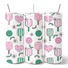 Pink Retro Pickleball 20oz Tumbler With Lid and Stainless Steel Straw, Travel Mug Gift - 4Joy Paddles