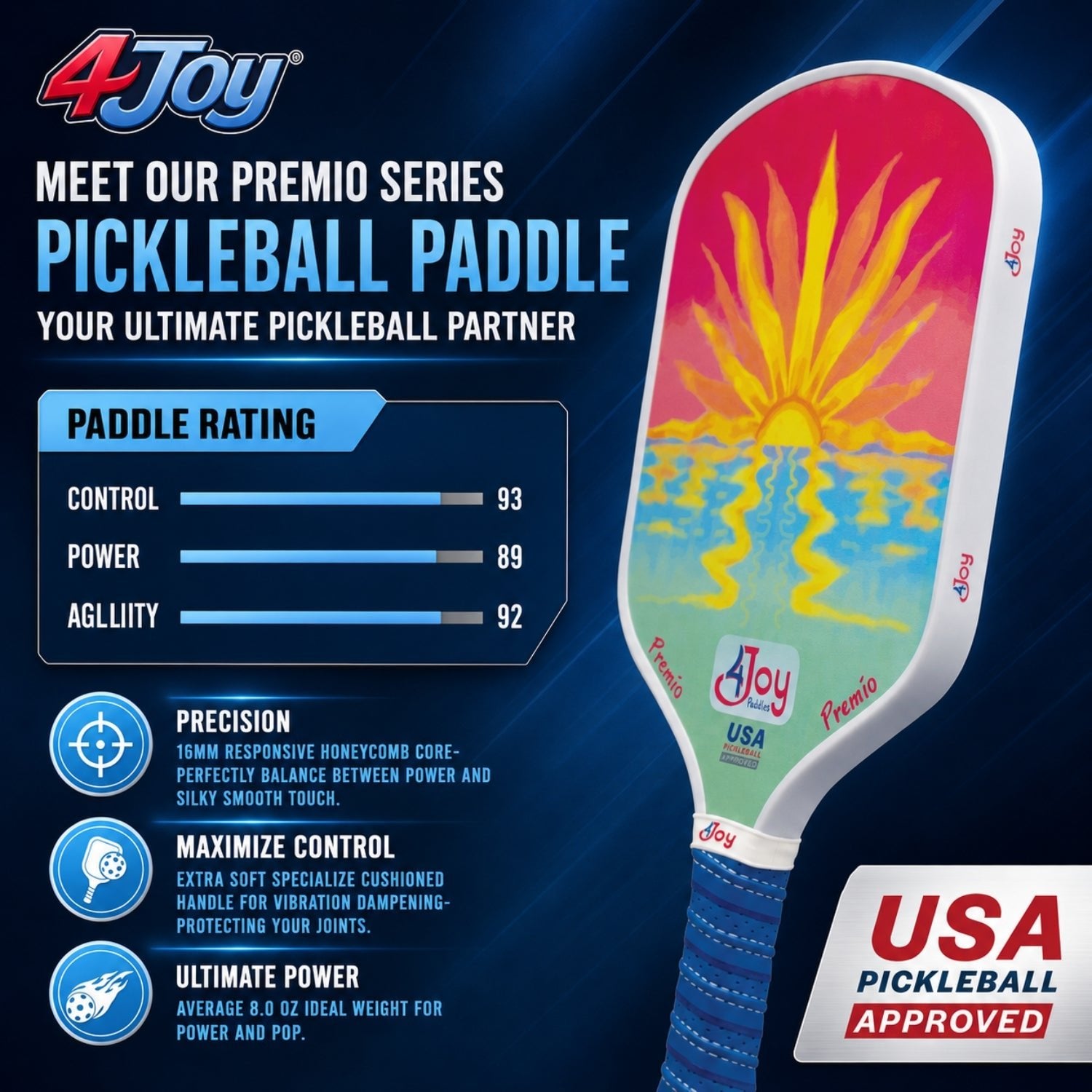 Sunset 4Joy Pickleball Paddle Premio Series - 4Joy Paddles