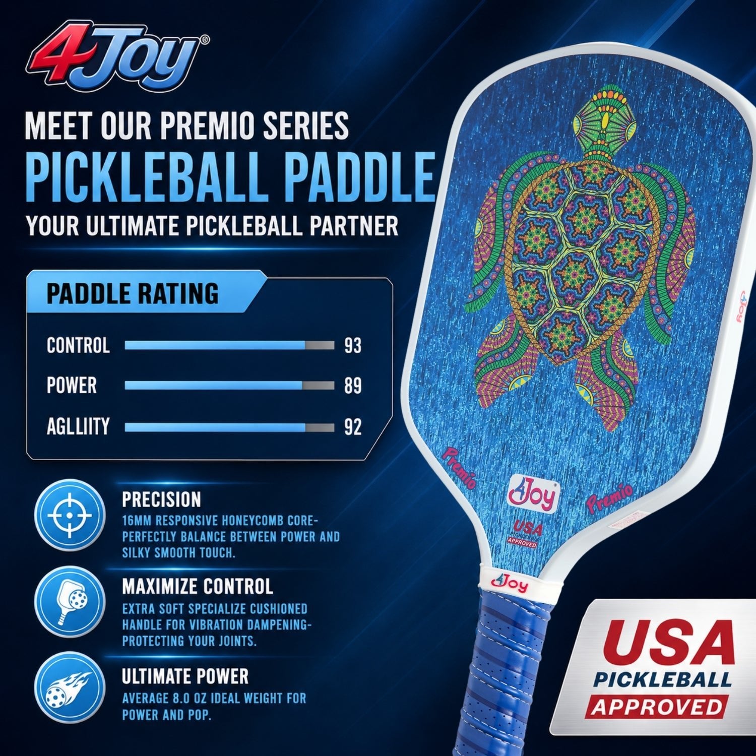 Turtle 4Joy Pickleball Paddle Premio Series - 4Joy Paddles