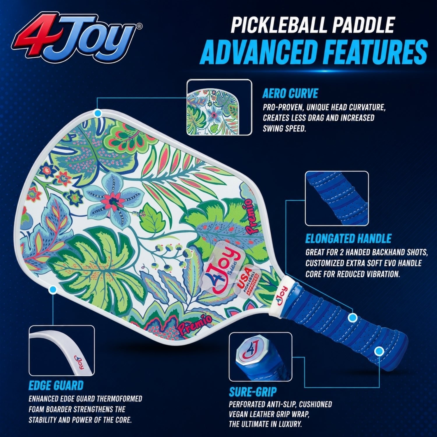 White Palm 4Joy Pickleball Paddle Premio Series - 4Joy Paddles
